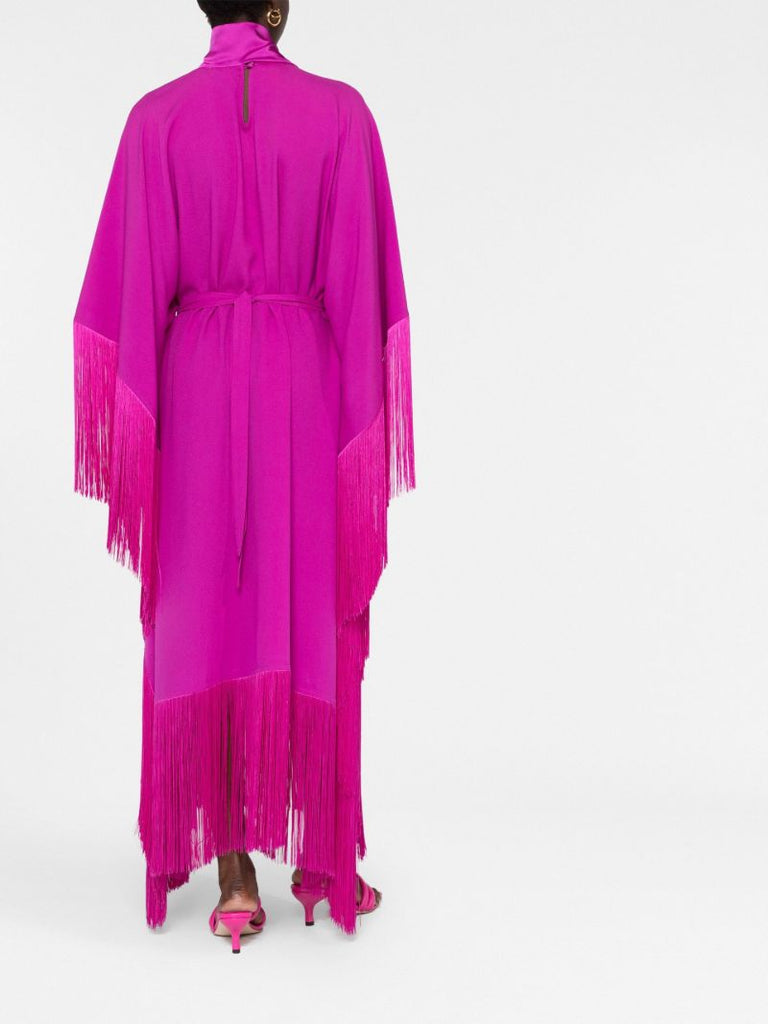 Pink Mrs Ross Asymmetric Fringed Maxi Dress