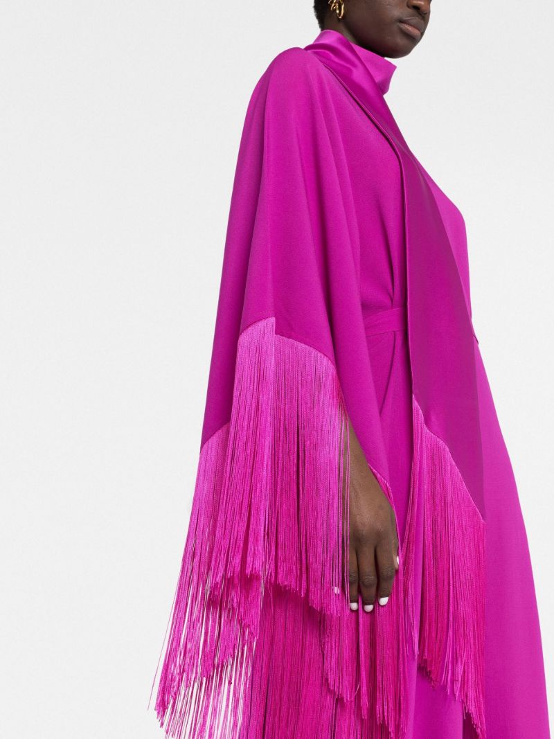 Pink Mrs Ross Asymmetric Fringed Maxi Dress