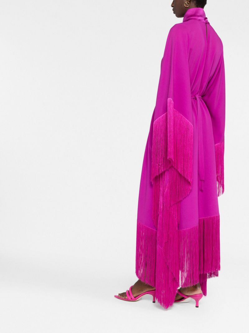 Pink Mrs Ross Asymmetric Fringed Maxi Dress