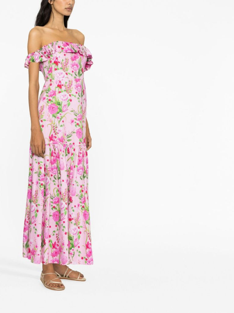 Pink Farrah Floral Print Maxi Dres