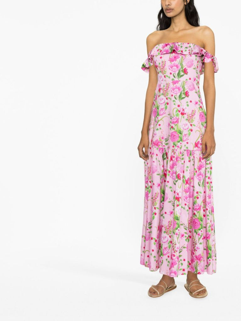 Pink Farrah Floral Print Maxi Dres