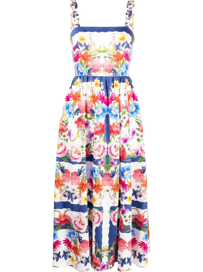 White Ninette Floral Print Midi Dress