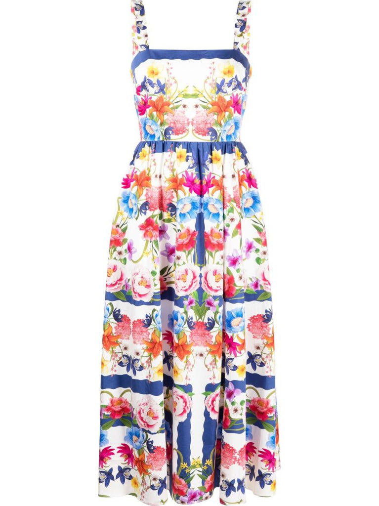 White Ninette Floral Print Midi Dress