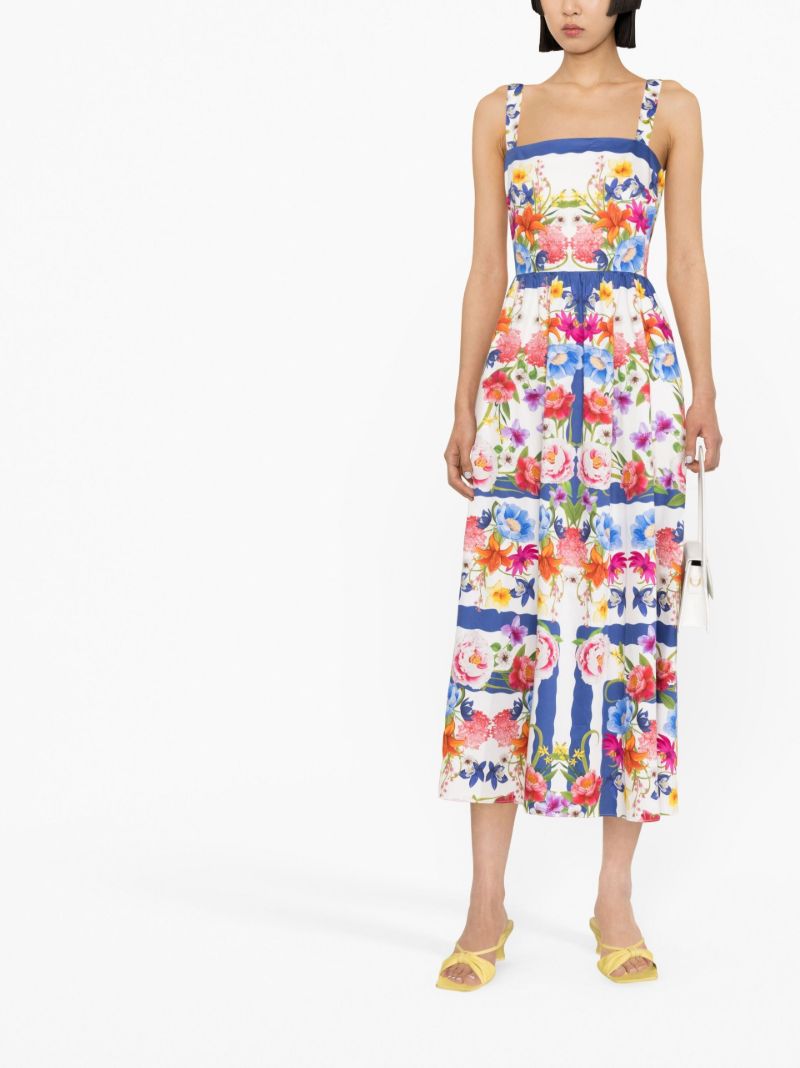 White Ninette Floral Print Midi Dress