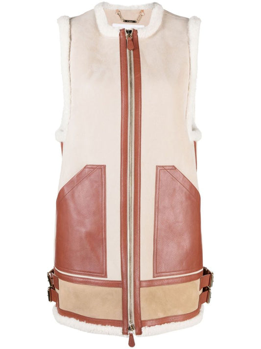 Neutral Shearling Suede Vest