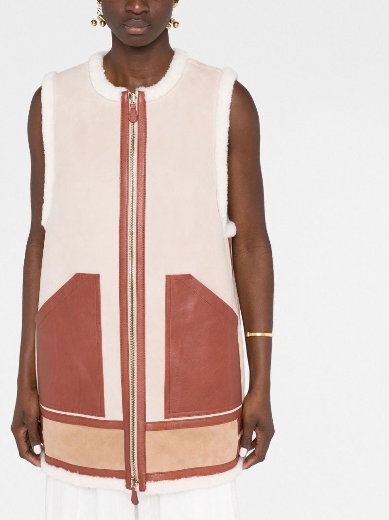 Neutral Shearling Suede Vest