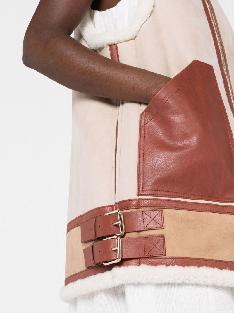 Neutral Shearling Suede Vest