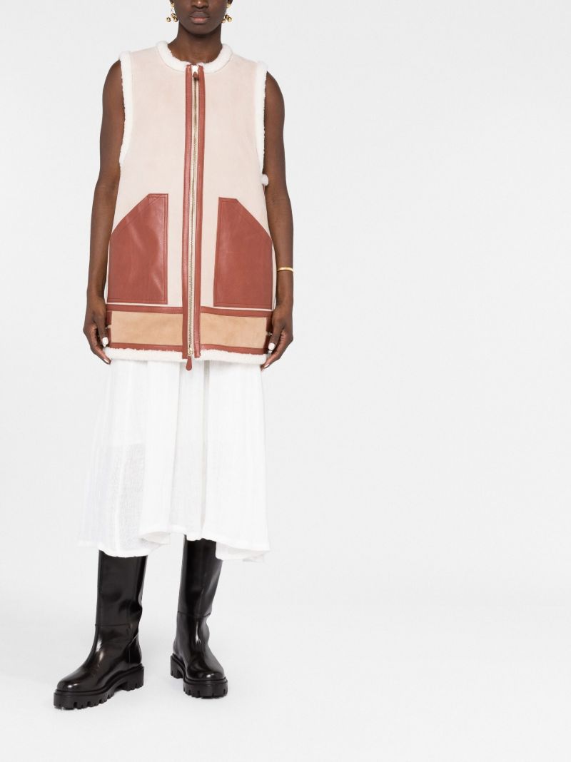 Neutral Shearling Suede Vest