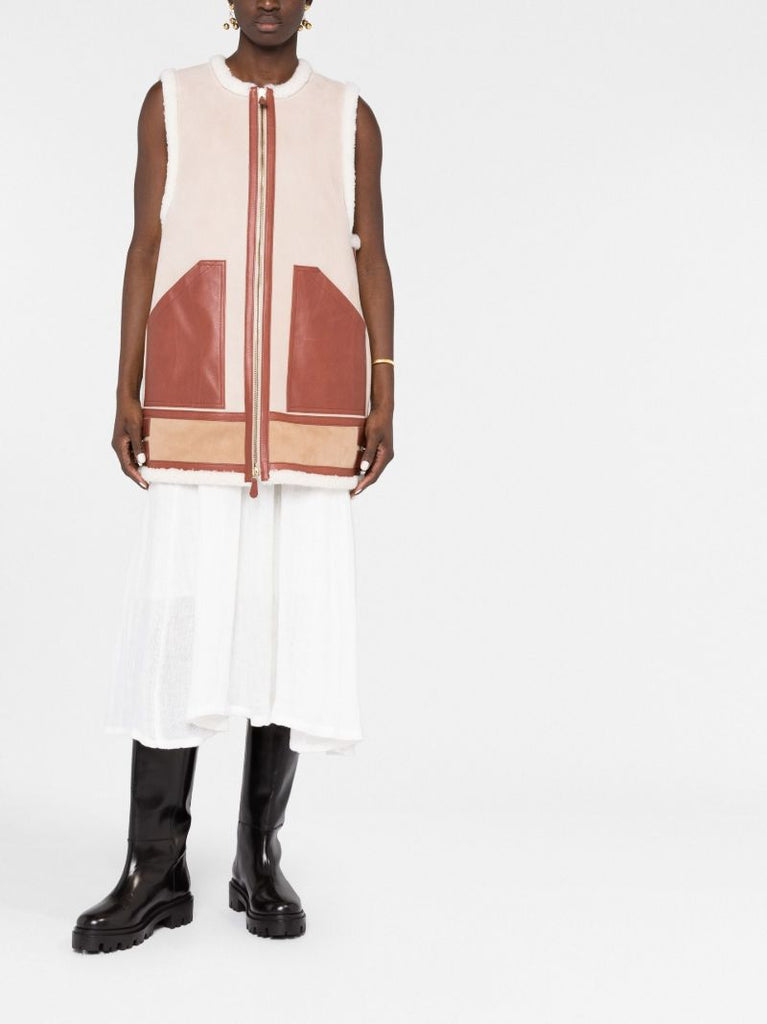 Neutral Shearling Suede Vest
