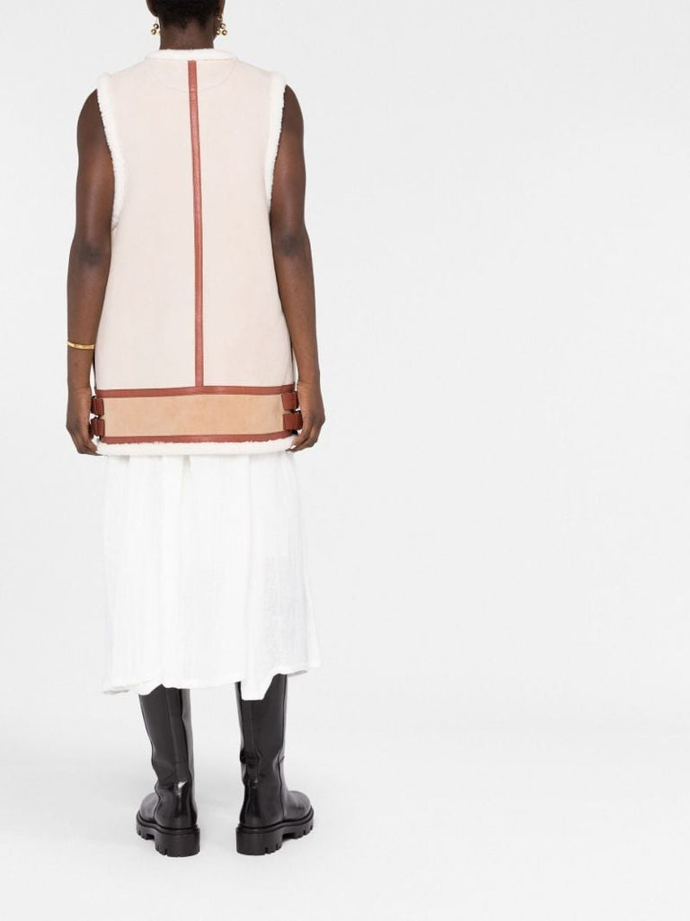 Neutral Shearling Suede Vest