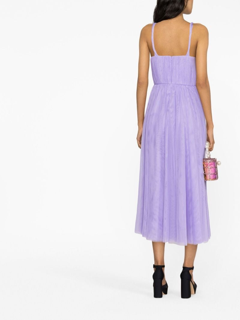 Purple Sweetheart Neck Tulle Midi Dress