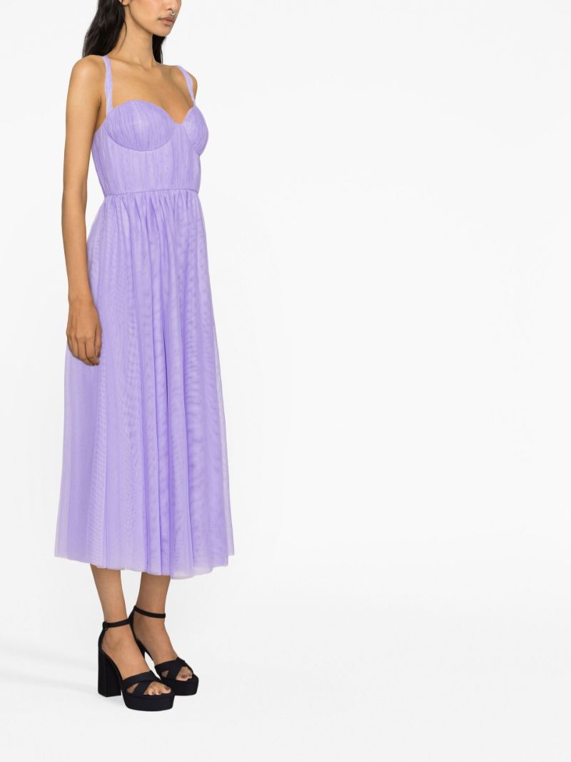 Purple Sweetheart Neck Tulle Midi Dress