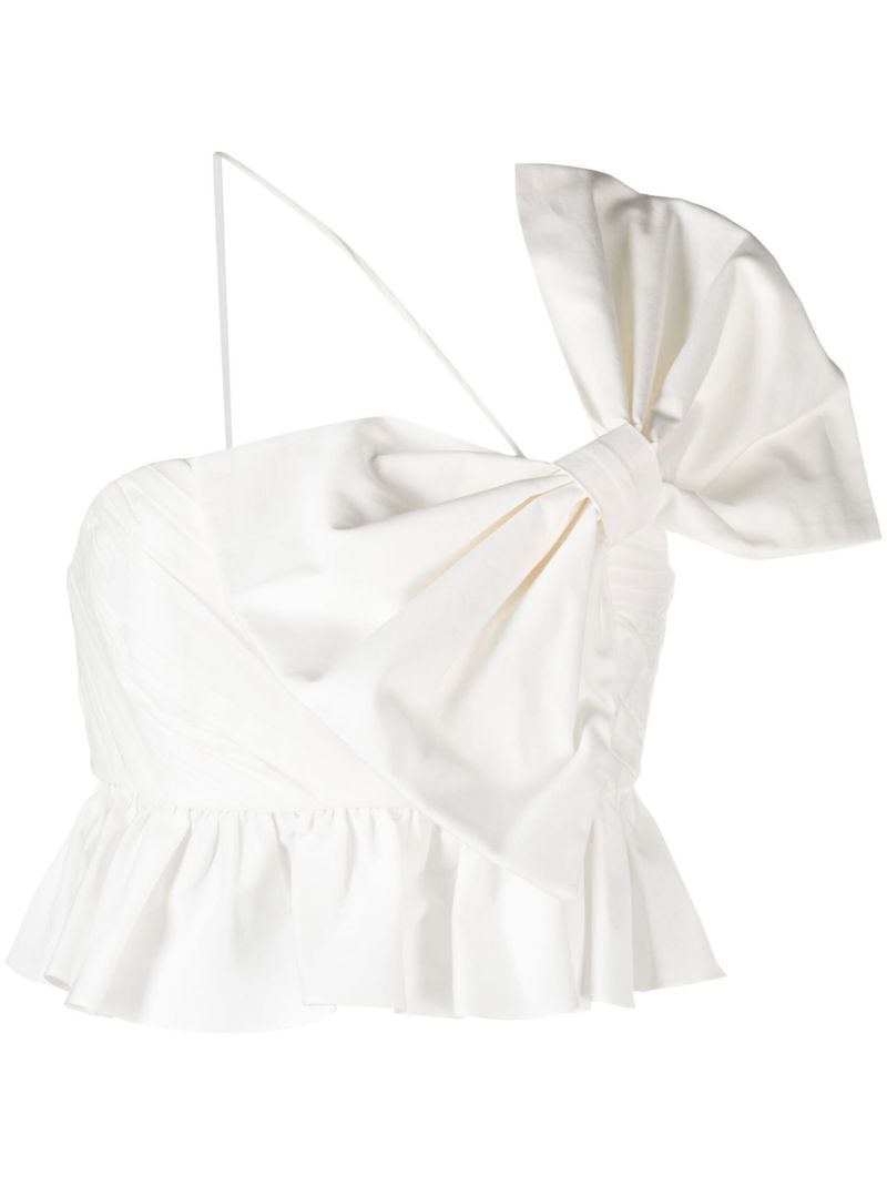 White Exaggerated Bow Cotton Top
