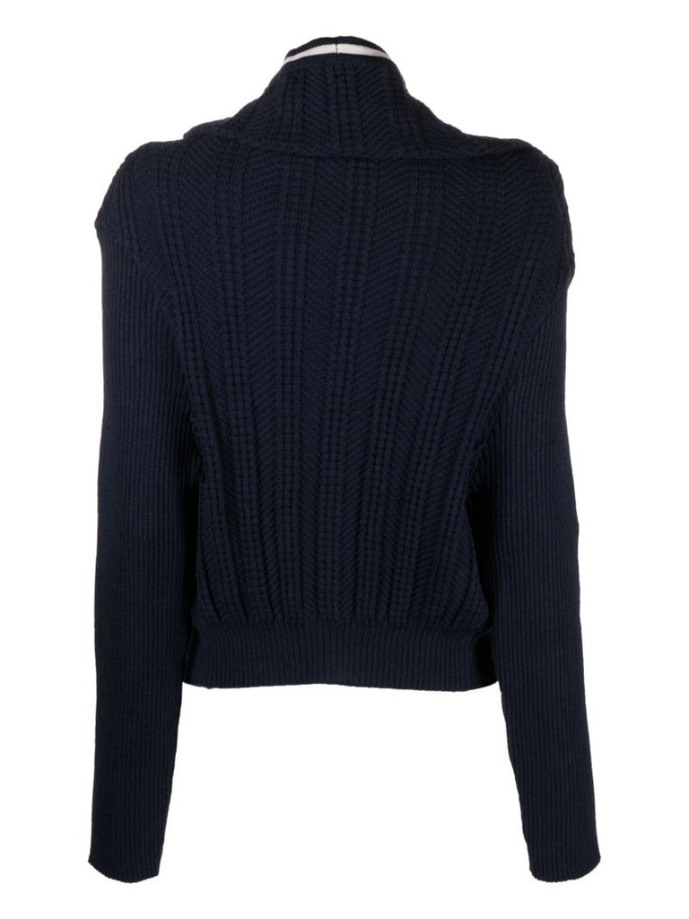 Blue Chain Necklace Wool Cardigan