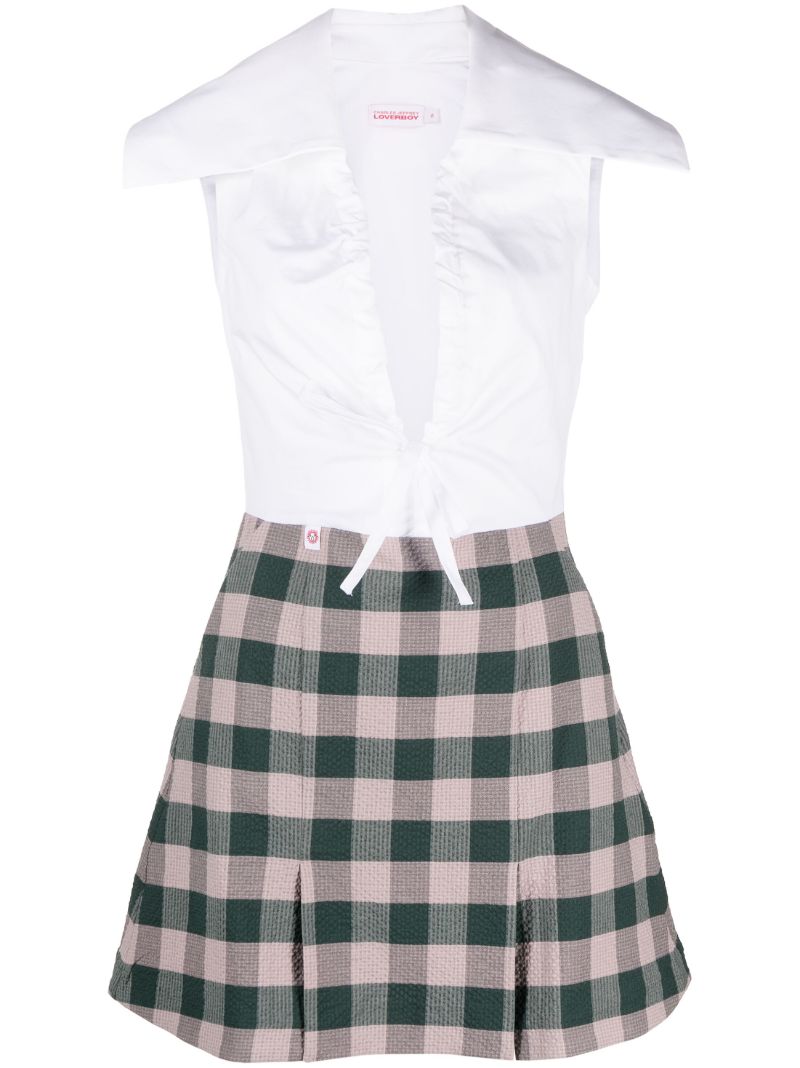 Neutral Sailor Seersucker Mini Dress