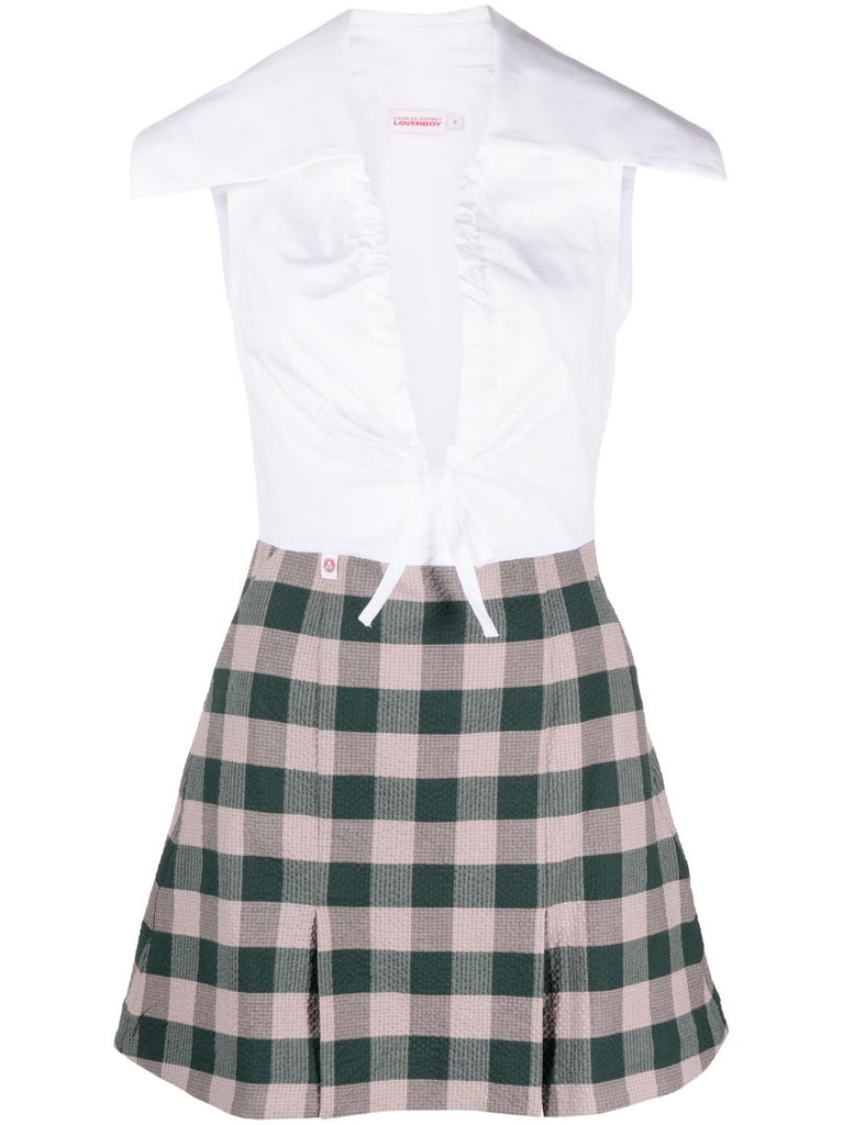 Neutral Sailor Seersucker Mini Dress