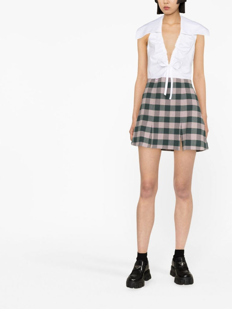 Neutral Sailor Seersucker Mini Dress