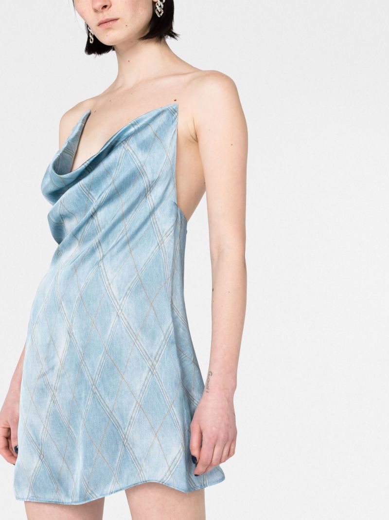Blue Draped Slip Mini Dress