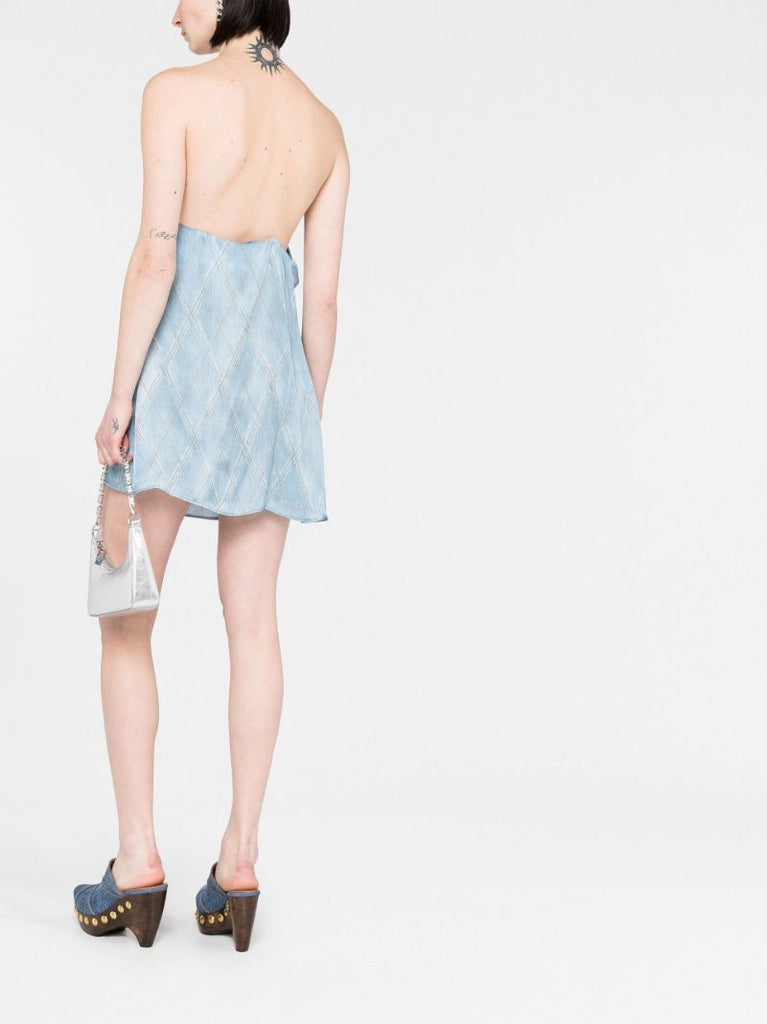 Blue Draped Slip Mini Dress