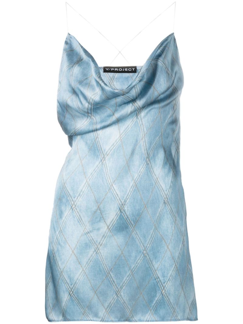 Blue Draped Slip Mini Dress