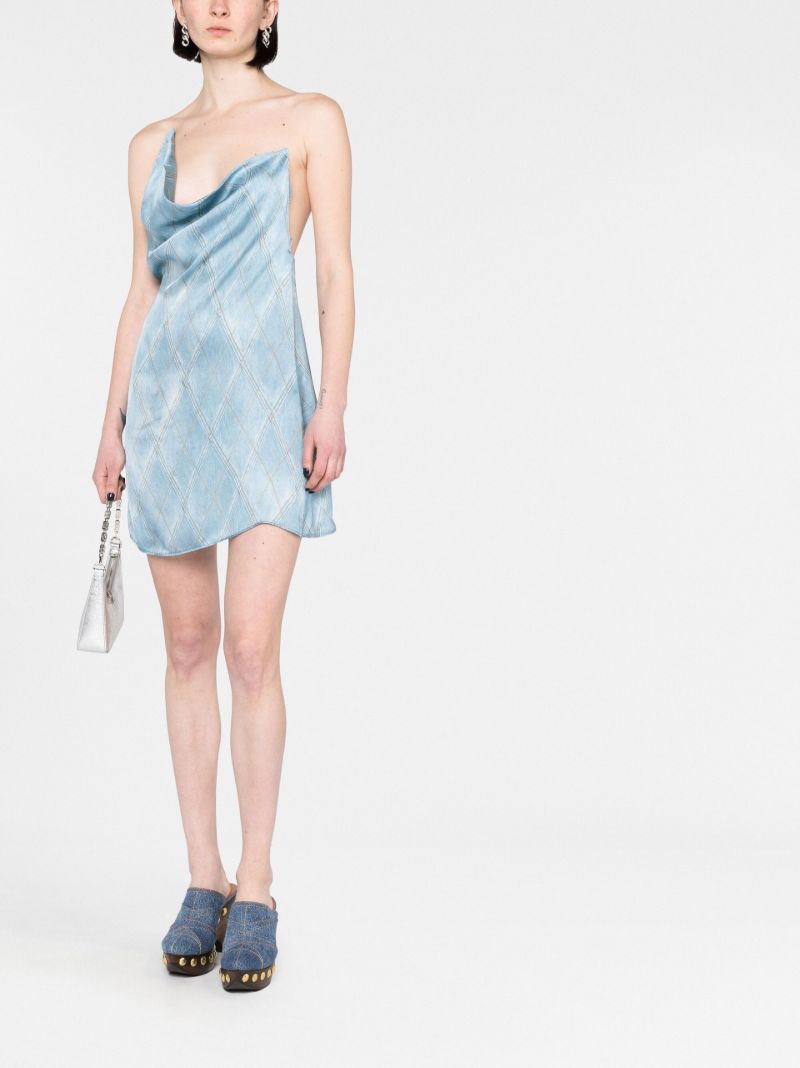 Blue Draped Slip Mini Dress