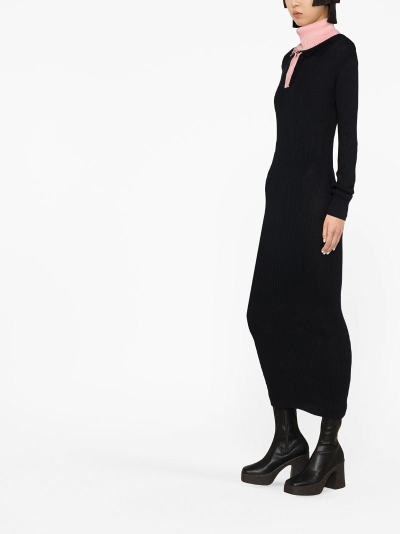 Black Layered Collar Midi Dress