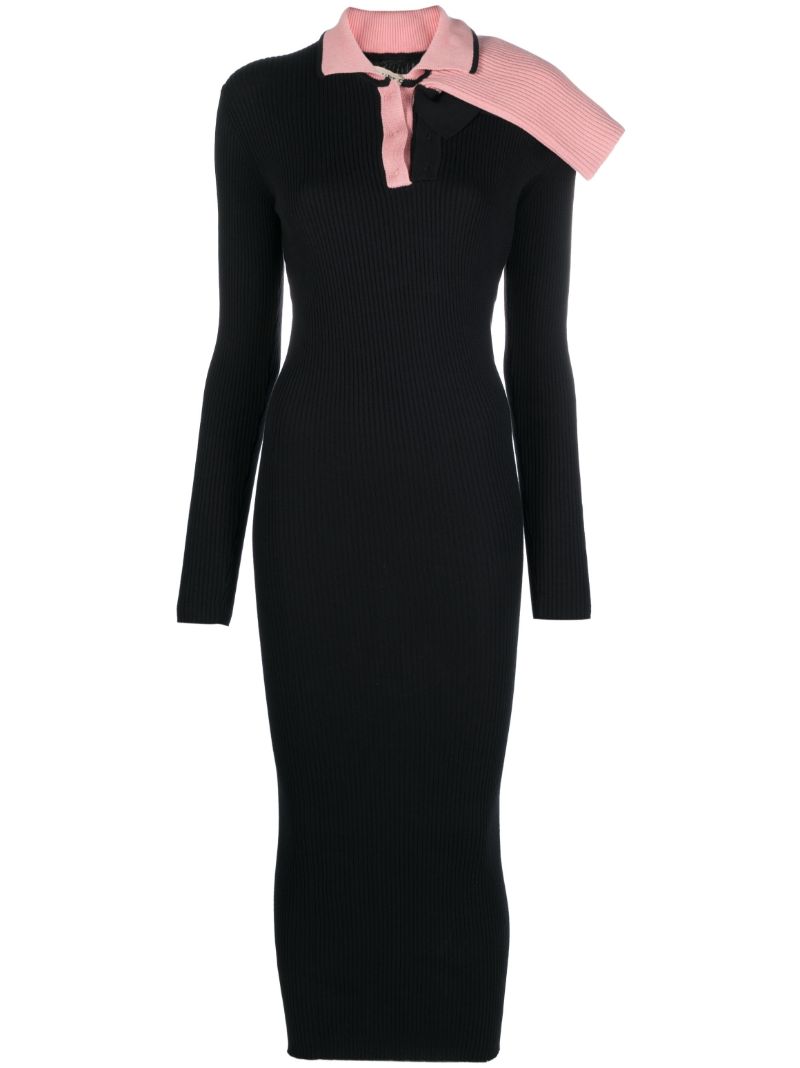 Black Layered Collar Midi Dress