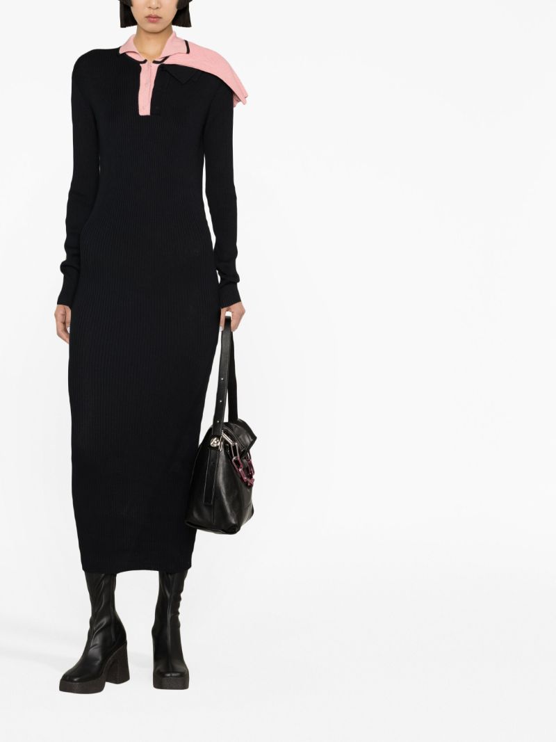 Black Layered Collar Midi Dress