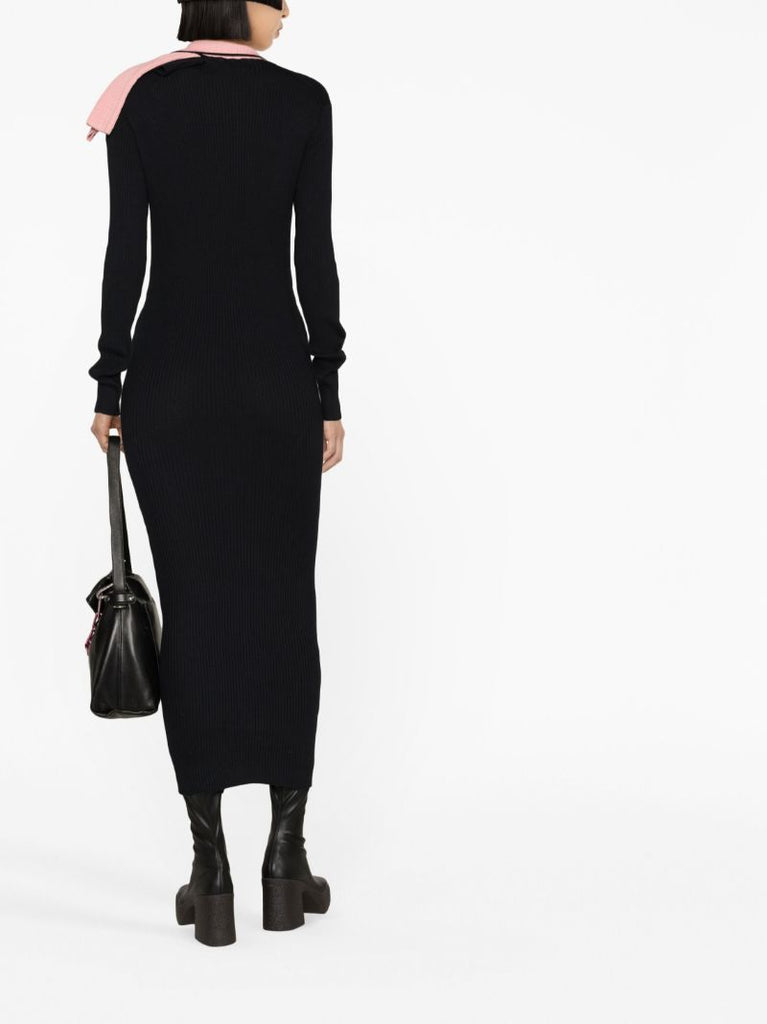 Black Layered Collar Midi Dress