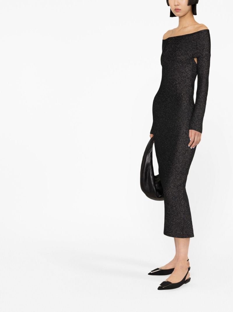 Black Marisole Off-the-shoulder Midi Dress