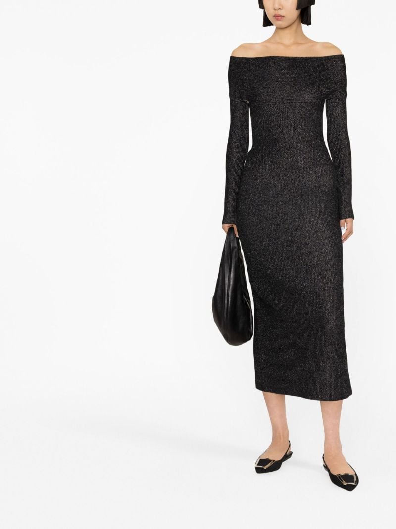 Black Marisole Off-the-shoulder Midi Dress
