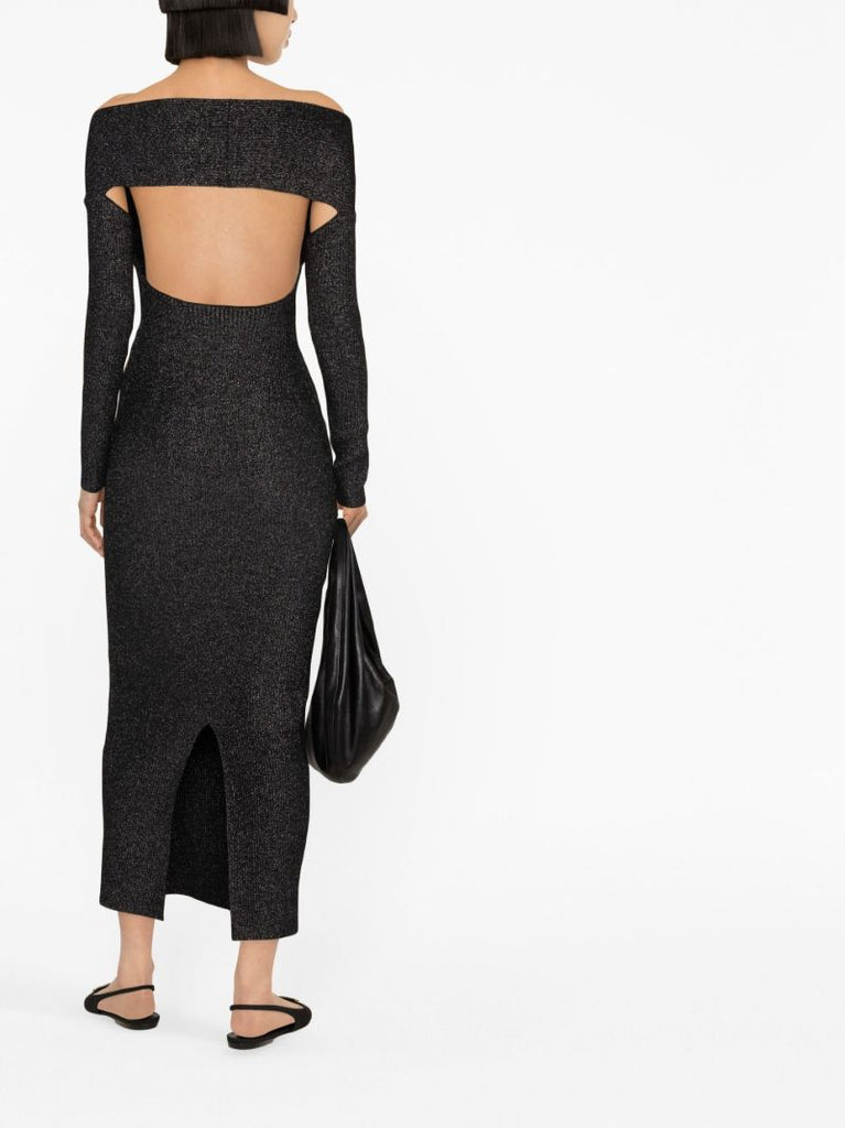 Black Marisole Off-the-shoulder Midi Dress
