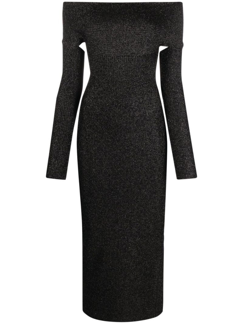 Black Marisole Off-the-shoulder Midi Dress