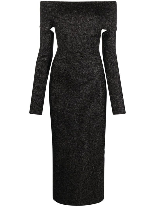 Black Marisole Off-the-shoulder Midi Dress