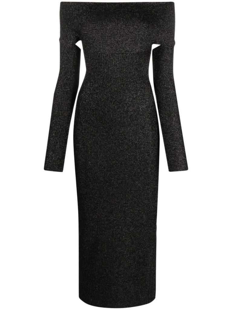 Black Marisole Off-the-shoulder Midi Dress