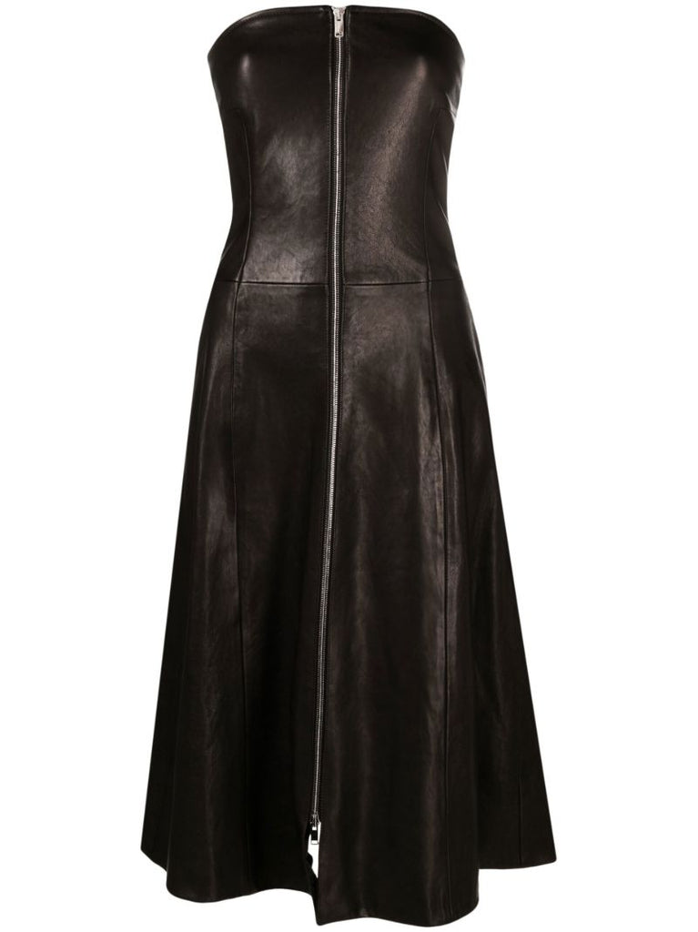 Black the Valerie Leather Midi Dress