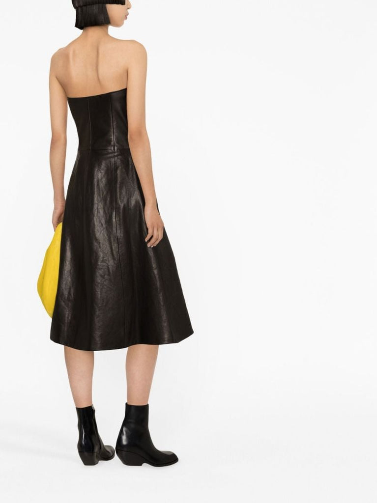 Black the Valerie Leather Midi Dress