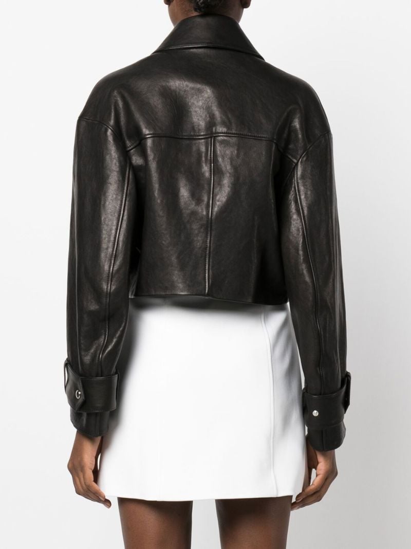 Black Flinn Cropped Leather Jacket