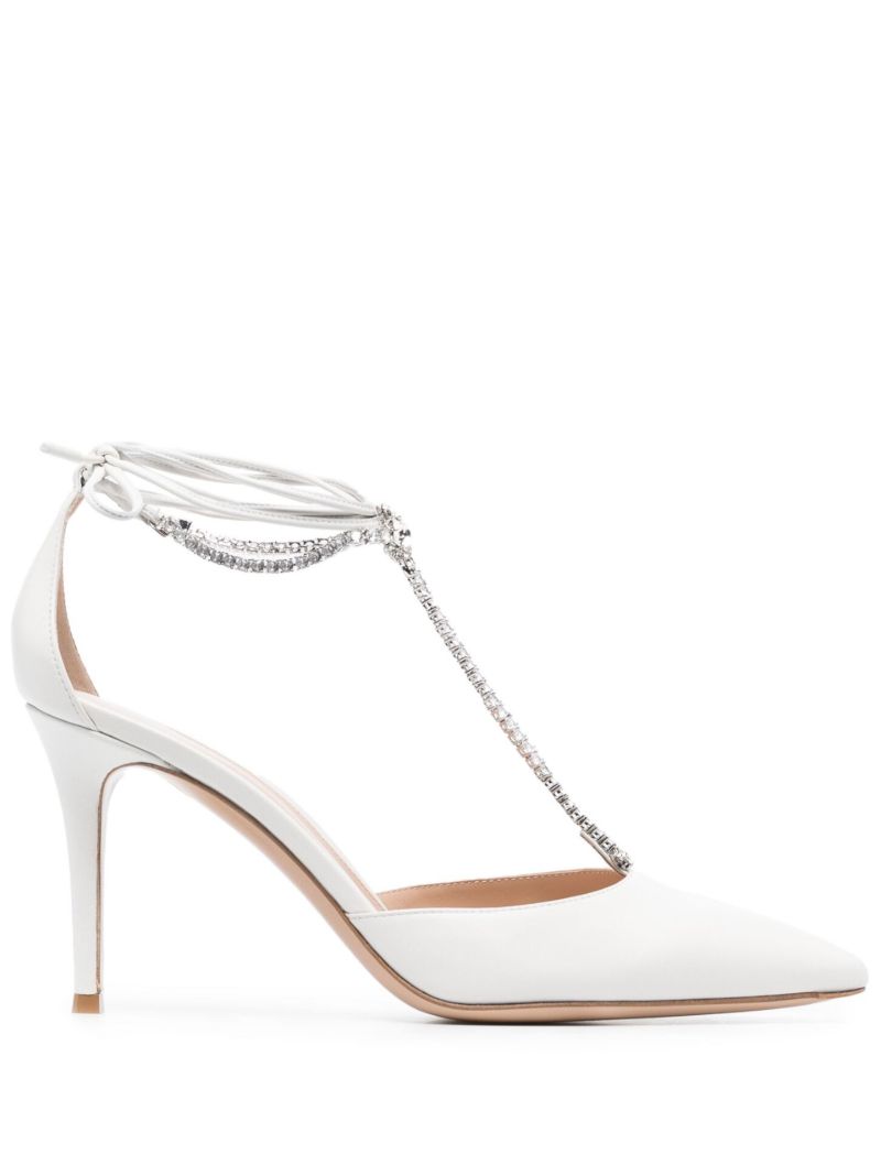 White Brilliant 85 Leather Pumps