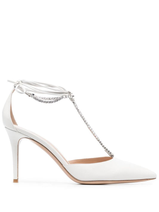 White Brilliant 85 Leather Pumps