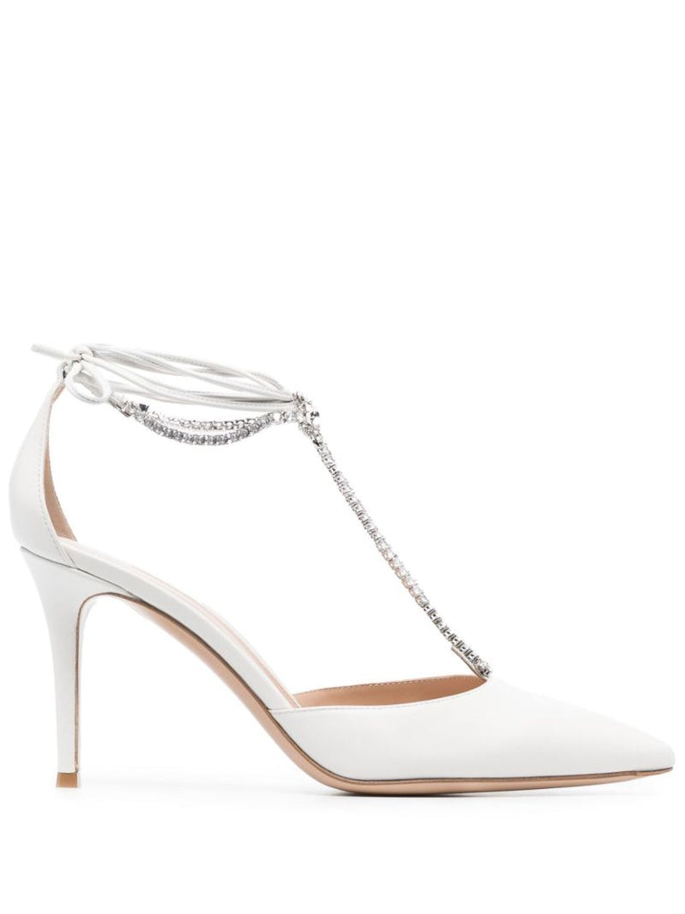 White Brilliant 85 Leather Pumps