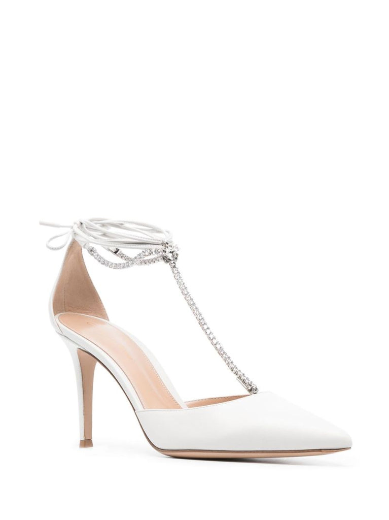 White Brilliant 85 Leather Pumps