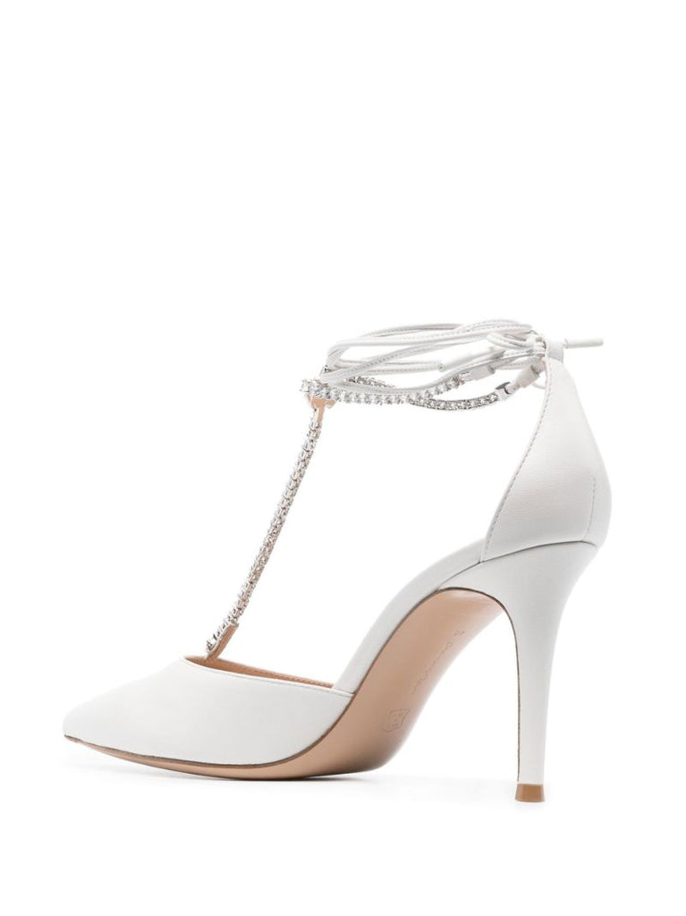 White Brilliant 85 Leather Pumps