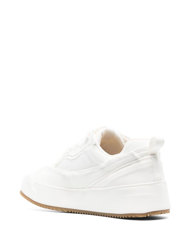 White Deconstructed Denim Sneakers