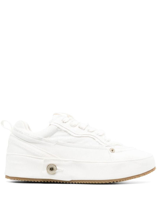White Deconstructed Denim Sneakers