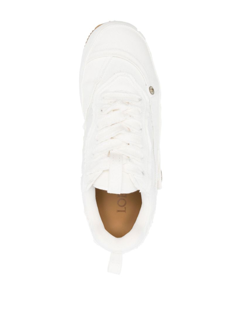 White Deconstructed Denim Sneakers