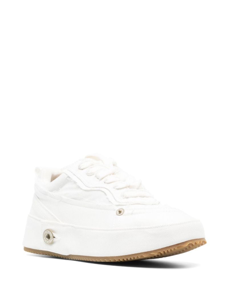 White Deconstructed Denim Sneakers