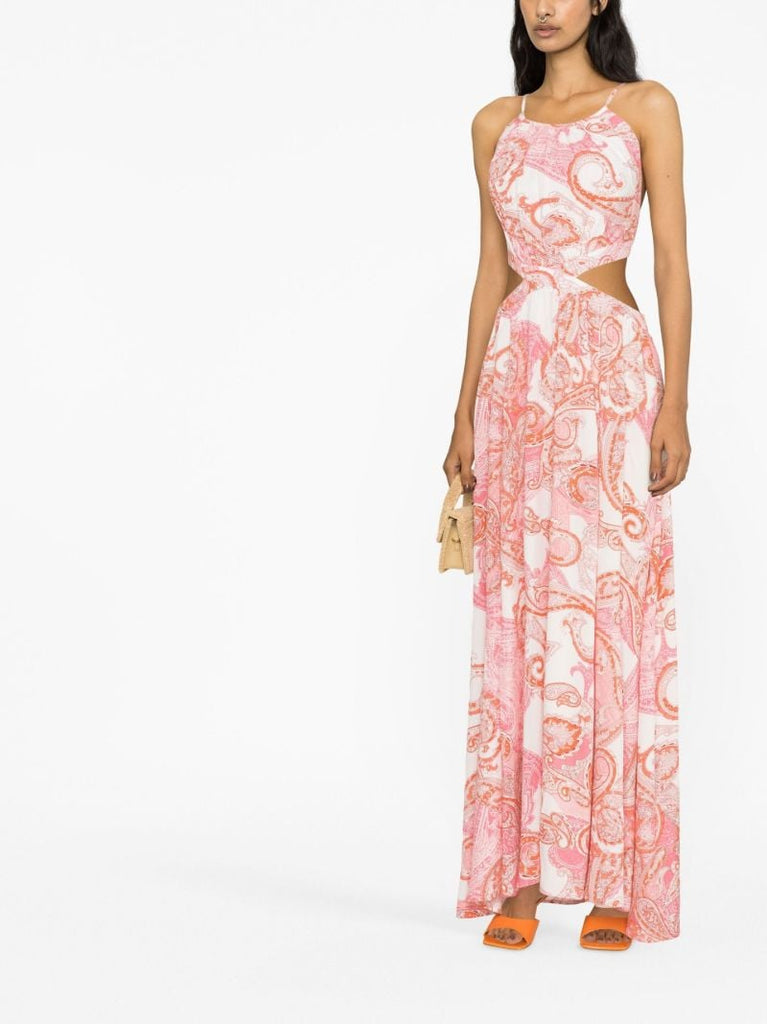 Red and White Arabella Duchess Maxi Dress