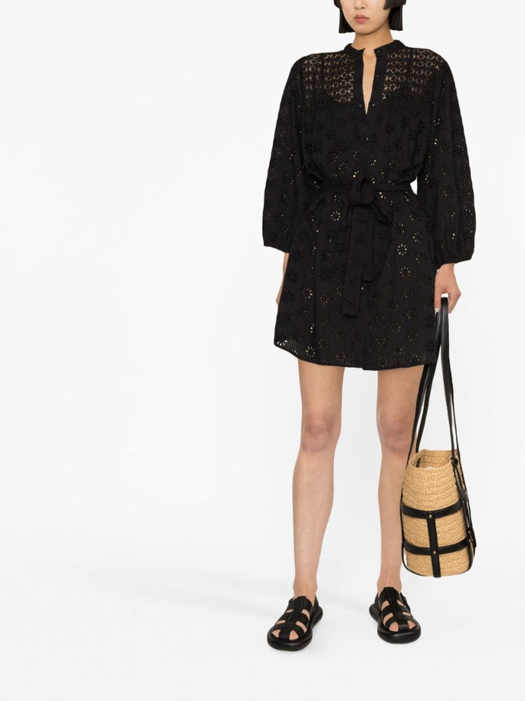 Black Barrie Broderie Anglaise Mini Dress