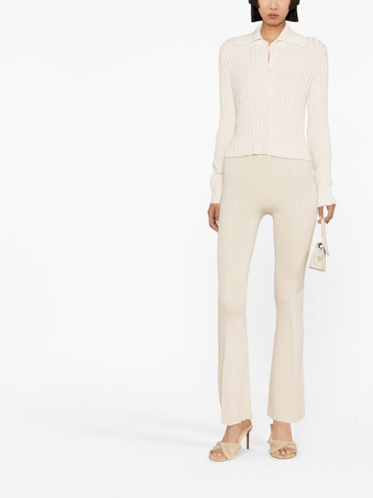 Neutral Ribbed Cotton Cardigan